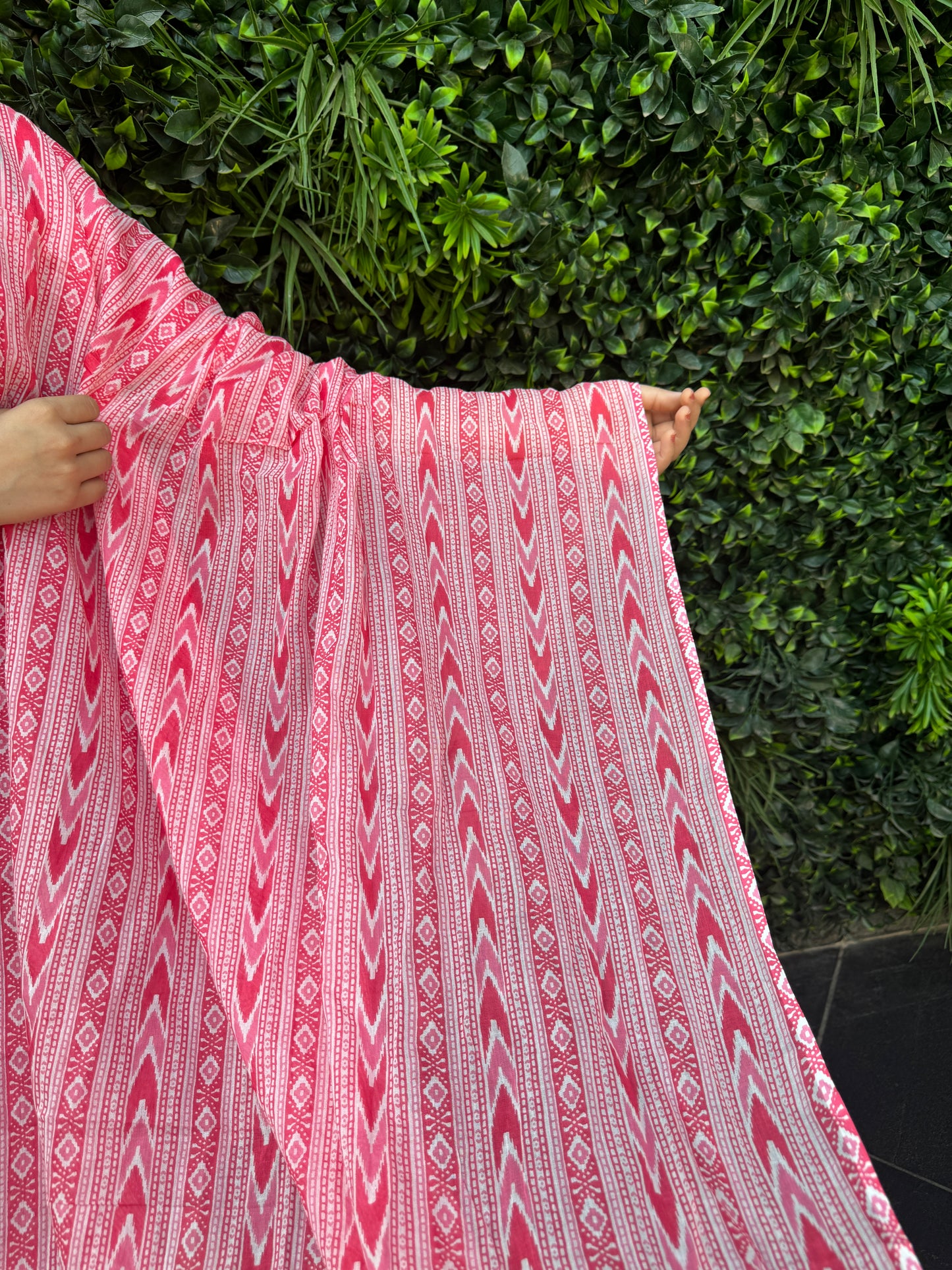 Elegant Pink Floral Cotton Kurta Set with Embroidered Neckline & Printed Dupatta