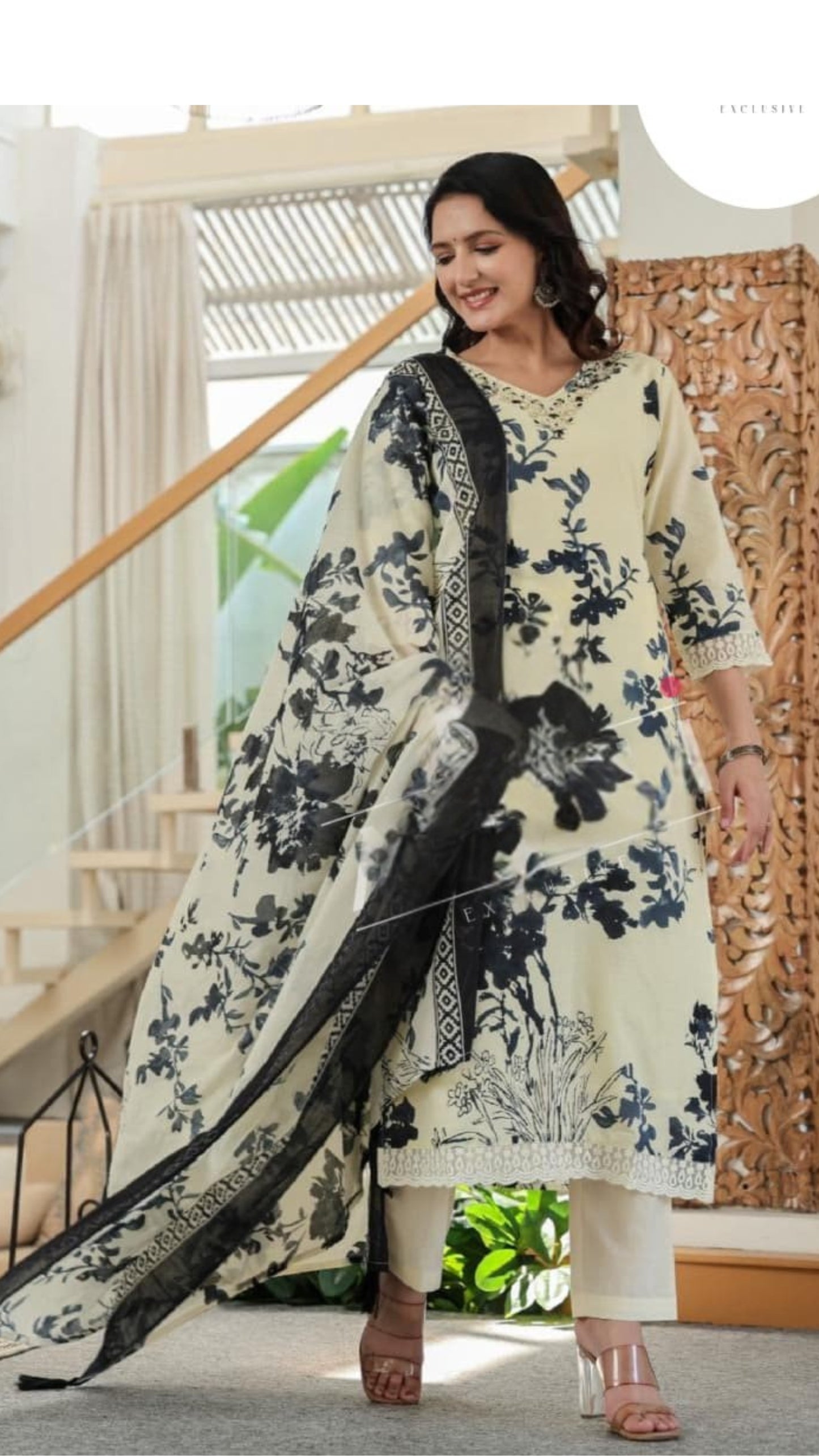 Floral Printed Kurta Set with Dupatta – Timeless Ethnic Charm