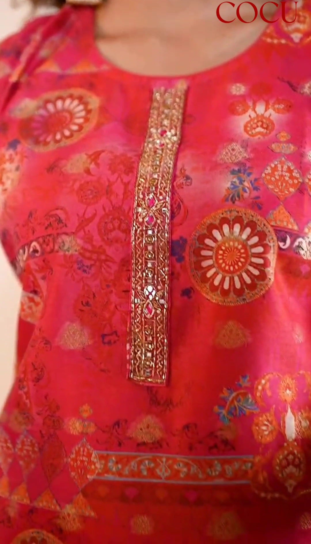 COCU Designer Silk Blend Kurta Set with Dupatta – Festive Elegance