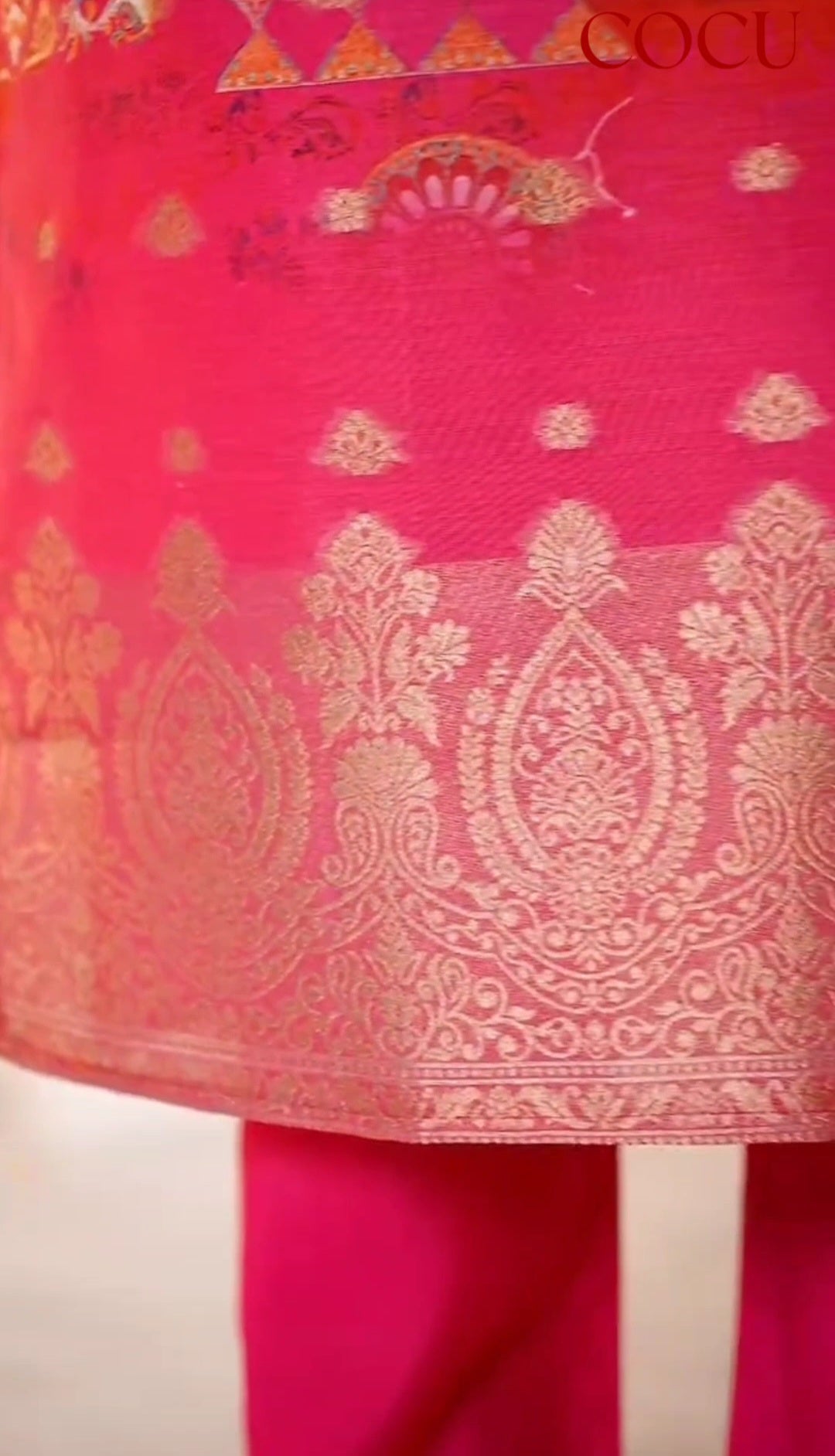 COCU Designer Silk Blend Kurta Set with Dupatta – Festive Elegance