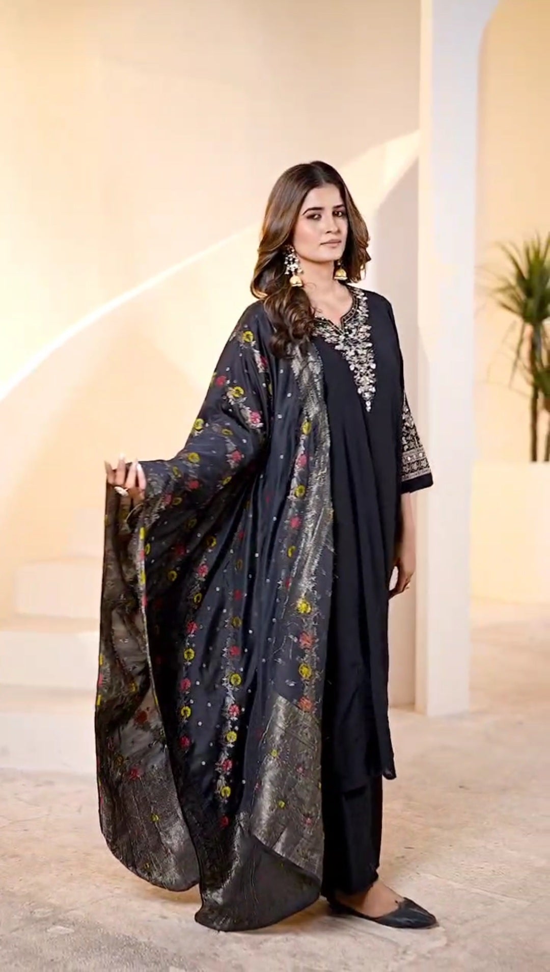Rust Orange Embroidered Kurta Set with Dupatta – Elegant Festive Wear