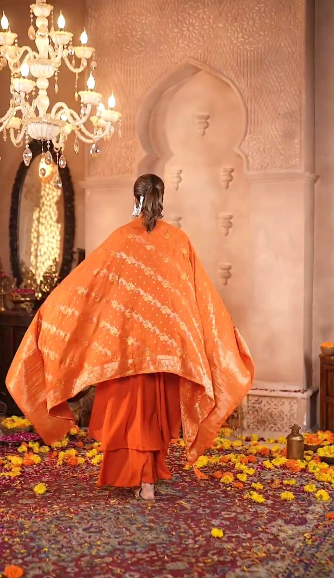 Rust Orange Embroidered Kurta Set with Dupatta – Elegant Festive Wear