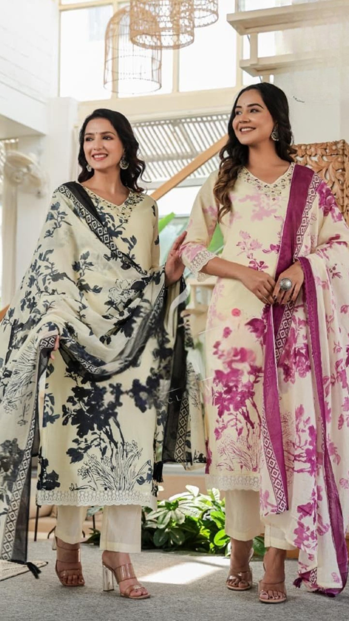 Floral Printed Kurta Set with Dupatta – Timeless Ethnic Charm
