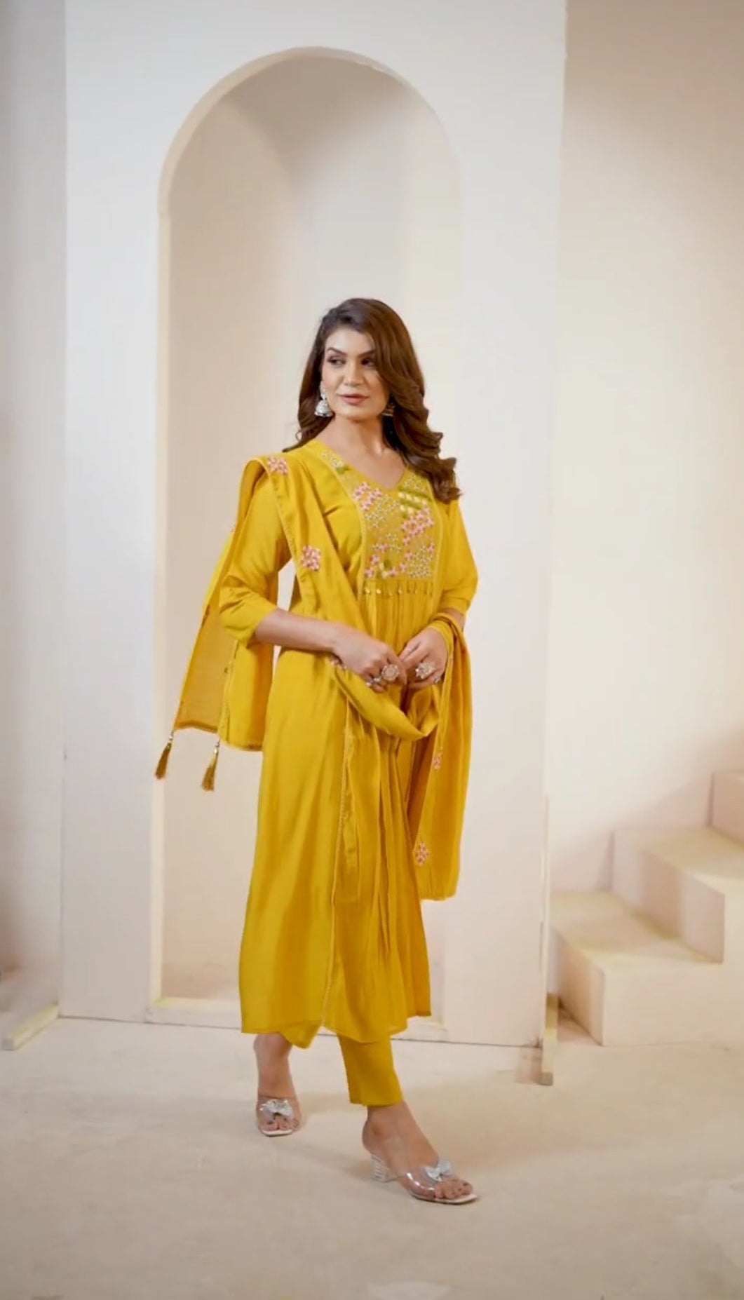 Olive Green Embroidered Kurta Set with Dupatta – Chic Festive Elegance